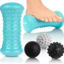 Vive Massage Ball Set (4 Piece) - Plantar Fasciitis Relief Foot Pain Hot Cold Therapy - Heel Spur, Sore Muscle, Trigger Point, Back, Arm, Neck, Shoulder, Leg Circulation Roller