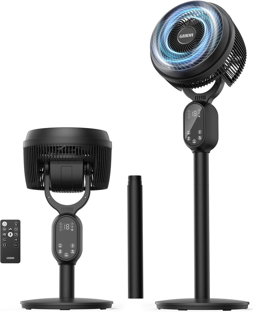 Fan For Bedroom, Pedestal Fans 90+90 Smart Oscillating, Standing Fans for Home 12 Speeds, 4 modes, Quiet Floor Fan with DC Motor 20dB, 12H Timer, 90ft for Room, 22-35'' Adjustable Height (Black)