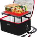Aotto Portable Oven, Electric Lunch Box Food Heater - 12V/24V/110V 3-in-1 Car Food Warmer - Heated Lunch Box for Adults - Cook, Reheat & Keep Meals Warm for Car, Truck, Travel, Work, Home - Black Red