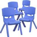 Flash Furniture Whitney 4 Pack Blue Plastic Stackable School Chair with 10.5'' Seat Height, Set of 4