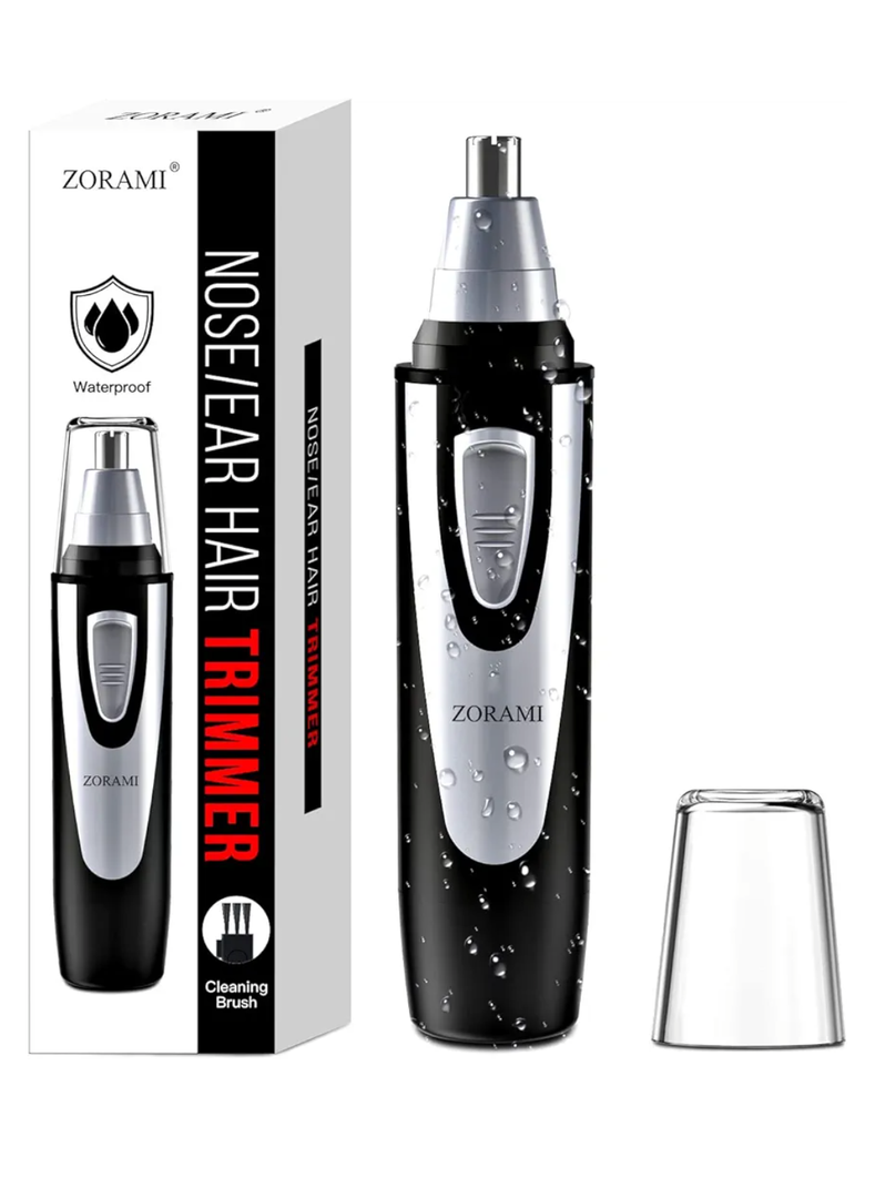 Ear and Nose Hair Trimmer Clipper - 2025 Professional Painless Eyebrow & Facial Hair Trimmer for Men Women, Battery-Operated Trimmer with IPX7 Waterproof, Dual Edge Blades for Easy Cleansing Black