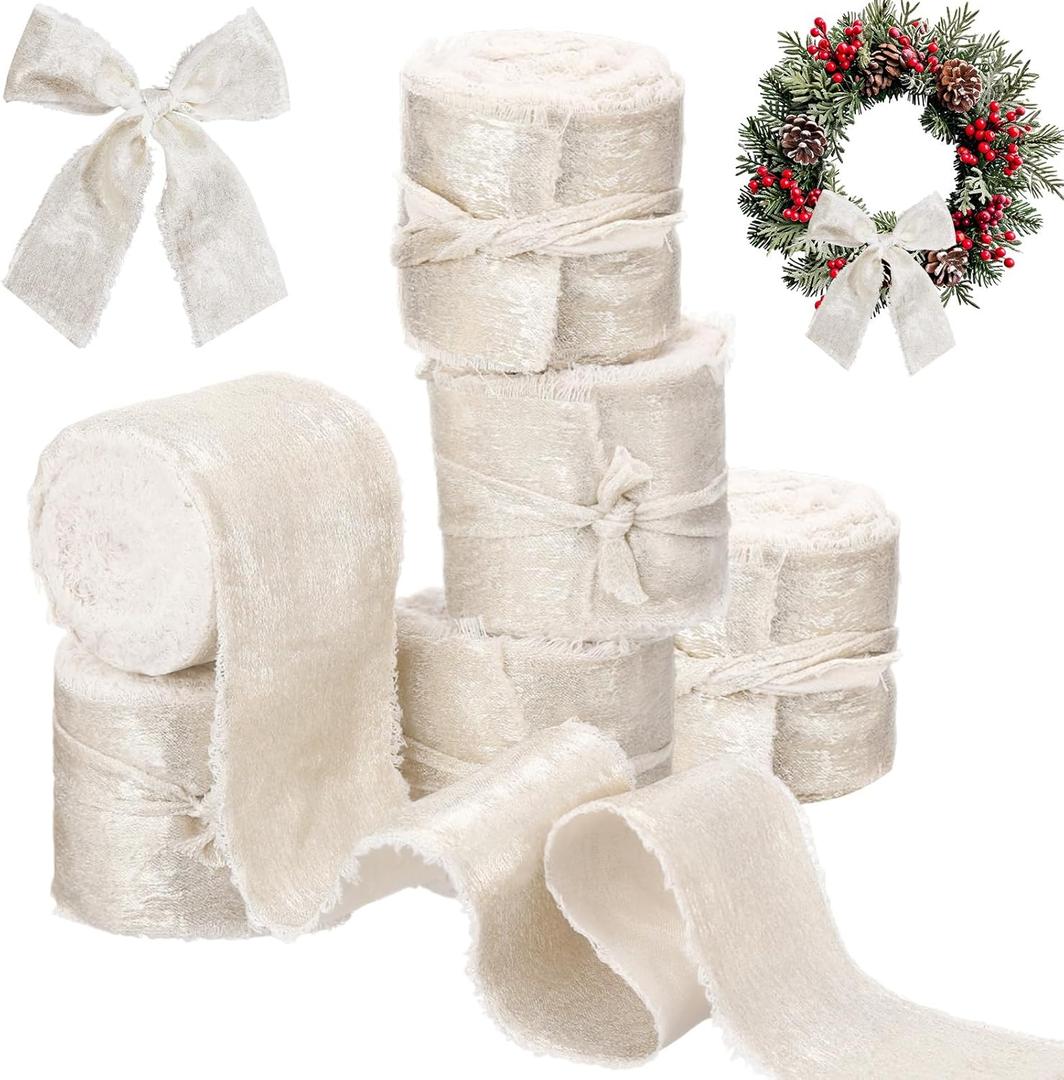 Suncalla 30 Yards Shimmery Chiffon Silk Ribbons for Xmas Tree Decoration Wedding Decor Invitations Bridal Flower Bouquets Gift Wrapping DIY Crafts(Champagne Gold)