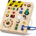 Montessori Busy Board with Traffic Lights - Sensory Toys for 1 2 3 4 Year Olds, Wooden Travel Toy for Toddlers, Educational Learning Activity Gift for Boys & Girls