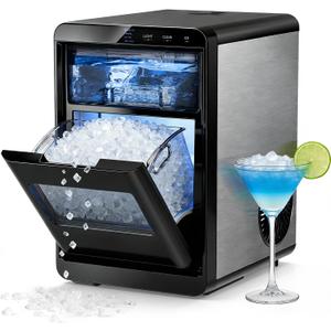 Antarctic Star Nugget Ice Maker Countertop - 44LB/Day, Self-Cleaning Portable Ice Machine with LED Display, 10-15 Minute Fast Ice Making for Home/Office/Bar (BLACK)