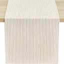 Lush Decor Farmhouse Ticking Stripe Yarn Dyed Table Runner, 13" x 72", Neutral