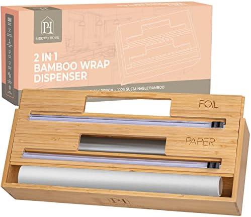 3 in 1 Wrap Dispenser Organizer (3 ROLL FOIL, PAPER, PLASTIC), Kitchen Wrap Organizer Extra Wide 13.5" Foil Cutter. Aluminum Foil Wax Paper Wrap Dispenser with Cutter. Kitchen Food Wrap Storage Holder