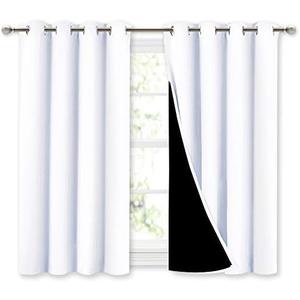 NICETOWN White 100% Blackout Curtains 45 inches Long, 2 Thick Layers Completely Blackout Window Treatment Thermal Insulated Lined Drapes for Small Window (1 Pair, 52 inches Width Each Panel)