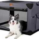 Garnpet Soft Dog Crate for Medium Dogs, 4-Door Foldable Collapsible Dog Crate with Soft Sides, Indoor & Outdoor Travel Dog Kennel, Dark Grey, 30"L x 21"W x 21"H