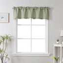 Chyhomenyc Bennet Light Green Kitchen Valance, Faux Linen Slub Textured Semi Sheer Small Window Cafe Valance for Laundry Basement, 60" Wx14 L, 1 Piece