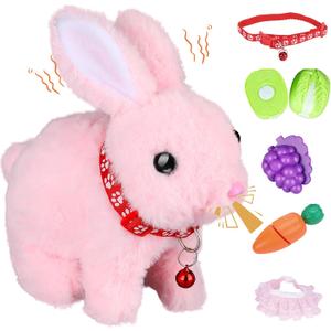 Bunny Toys for Kids Aged 3-7, Hopping Bunny Toy with Realistic Jumping, Wiggling Ears, and Sound Effects, Ideal Rabbit Toys for Girls and Boys for Birthdays, Easter (Pink)