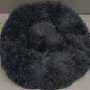 Small Calming Dogs Bed for Small Dogs Anti-Anxiety Machine Washable Fluffy Luxury Anti-Slip Waterproof Mute Base Warming Cozy Soft Pet Puppy Round Bed (19.0"L x 19.0"W x 6.0"Th, Dark grey)