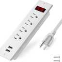 USB Power Strip Recessed Power Socket Mountable Outlet Extender Multiple Protection 4 Outlet 2 USB Built in Conference Desk Workbench