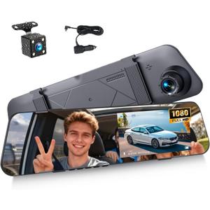 4.5 Inch Mirror Dash Cam Backup Camera 1080P Front and Rear View Mirror Camera for Cars Dual Lens Cam Loop Recording 150Wide Angle G-Sensor Parking Assistance Loop Recording
