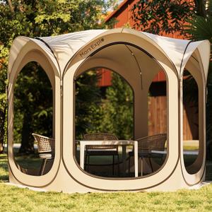 Screen Pop Up House Room Tent, Canopy Sun Shade Shelter for Camping, Patio, Backyard, Deck & Outdoor Activities, Portable Gazebo, 10'x10'
