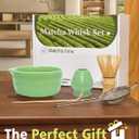 Vaiheng Matcha Whisk Set with Matcha Bowl, Matcha Whisk Holder Matcha Bamboo Whisk, Scoop, Sifter, Unique Gifts for Women Men Girl Friend Home Kitchen DecorLight Green
