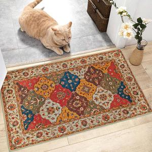 Boho Front Door Mats Colorful Retro Kitchen Rug Washable Rugs for Entryway Bedroom Living Room Bathroom Farmhouse Rubber Backing Non Slip 16 x 28 Inch