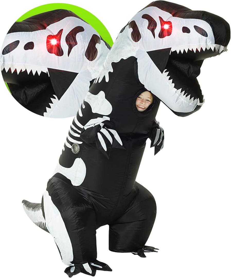 Morph Inflatable LED Trex Costume Kids, Inflatable Dinosaur Costume Kids, Blow Up Dinosaur Costume Kid