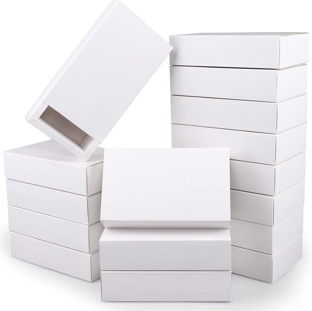 26 PCS Rectangle Drawer Kraft Boxes Small Cardboard Present Packaging Boxes for Party Favor Treats, Candy and Jewelry Crafts, 6.5 x 3.7 x 1.6 inch (White)