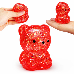ZTATU Gummy Bear Squishy Fidget Toys (1PCS) Stress Balls for Adults Sugar Stress BallSensory Toys Squishy Ball, Stress Relief Toy Squeeze Ball Party Favors for Kids, Easter Basket Stuffers (Red)