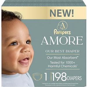 Pampers AMORE, Size 1, Our Best Diaper, 1 Pack (Count of 198)