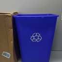 Amazon Basics Rectangular Commercial Office Wastebasket, Easy to Clean, Lightweight, 10 Gallon, Blue, Recycle Logo