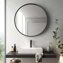 Sunniry Circle Mirror 26 inch, Black Round Mirror, Round Bathroom Mirrors Matte Metal Frame, Circle Mirrors for Living Room, Bathroom, Wall, Hallway.