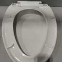 Durable Elongated Toilet Seat with Slow Soft Close - Easy to Install and Clean, Never Loosens - White, Fits Most Elongated Toilets
