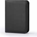4 Pocket Trading Card Binder, Ringless Card Binder with Zipper for TCG and Sport Cards Collections, Holds 160 Cards with Side-Loading Pages, Black