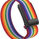 Stretchy Bands Compatible for WHOOP 4.0 - Breathable Nylon Strap Wristband - Soft, Comfort, Durability, Breathable, Easy to Use and Adjustable (Rainbow)