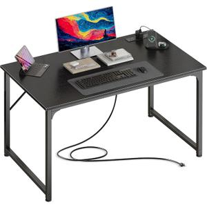 PRAISUN 40 X 24 Inch Deeper Desk with Power Outlets
Small Computer Desk for Bedroom, Office Desk for Work from Home, Writing Study Gaming Table, Stable Metal Frame, Black, 39.4*23.6 inch