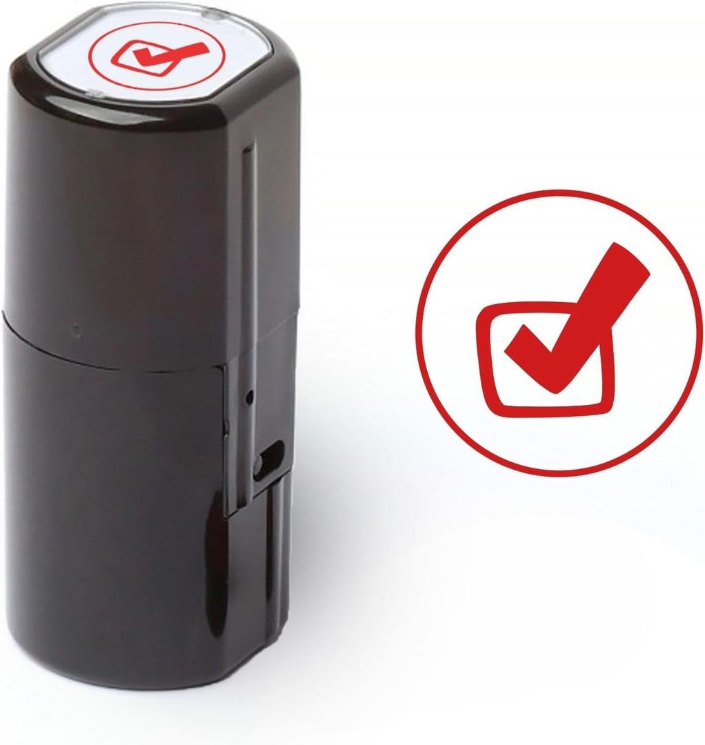 Self-Inking Teacher Stamps for Grading, Multicolor Assessment Stamp, Motivational Feedback Stamps, Homework Review Stamps, Praise Stamp Gift (Red, Check)