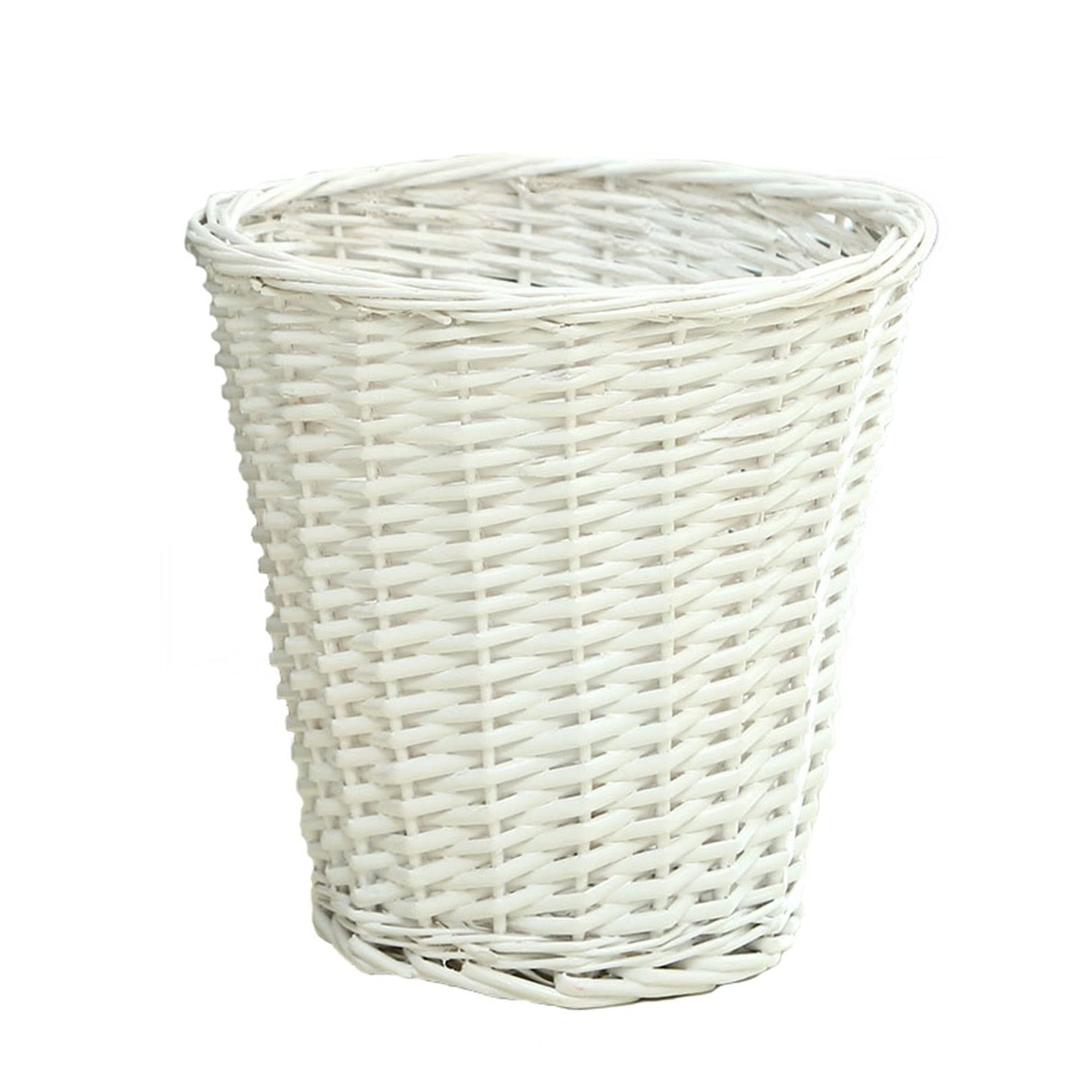 Round Wicker Trash can, Hand-Woven Rattan Waste Basket No Cover Recycling Bin for Bathroom, Bedroom, Kitchen, Living Room, Home and Office (Color : B)