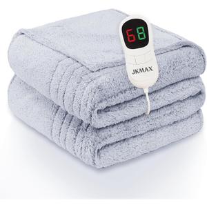 Heated Electric Blanket Queen Size - 84"x90" Flannel Heating Blanket with 10 Heating Levels & 5 Time Settings Over-Heat Protection, Winter Warmer for Adults with ETL Certification（Grey）