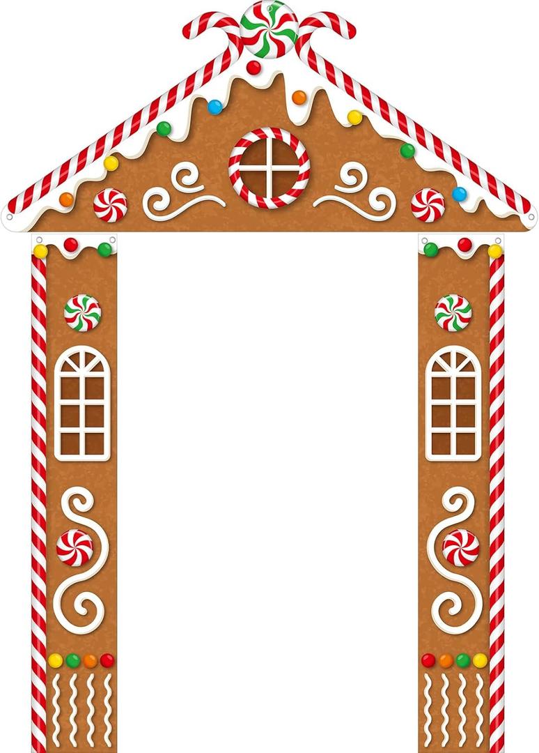 71 Inch 3 Pcs Christmas Door Decorations for Classroom Gingerbread Party Porch Banner Merry Christmas Gift Wrap Door Banner Xmas Cover for Classroom Home(Fresh Style)