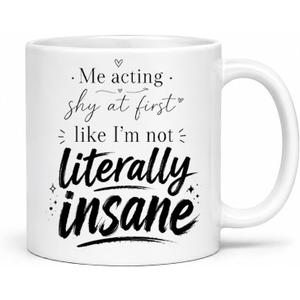Funny Gifts for Women Men, Literally Insane Mug, Sarcastic Office Humor Gift, Funny Coworker Gag Gift for Friends Boss Employees, Birthday Christmas White Elephant Gift