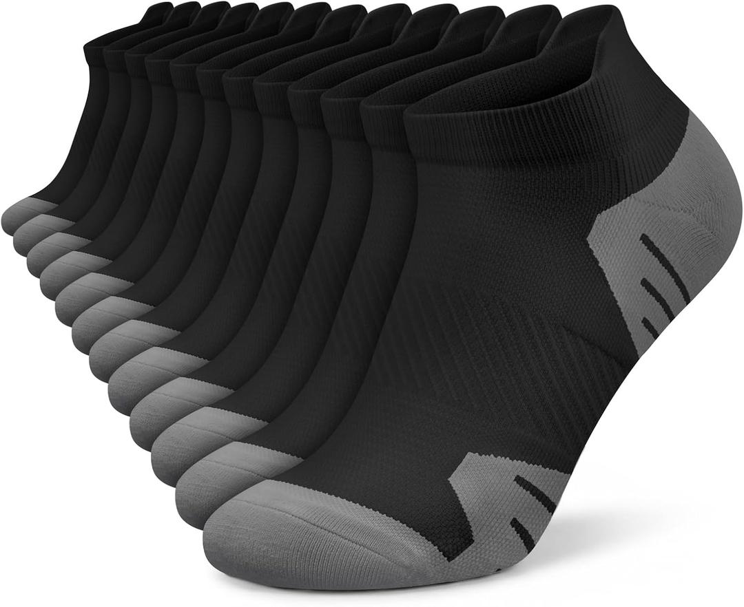 PAPLUS 6 Pairs Ankle Compression Socks for Women, Cushioned Running Socks with Arch Support, Low Cut, Targeted Compression L/XL