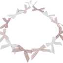 DrCor Blush Pink Velvet Bow Garland 2 Pack 10FT Pre-Strung Ribbon Banner with 24 Bows for Girls Bedroom Decor, Birthday Party Backdrop, Baby Shower, Coquette Room Wall Decoration