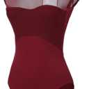 Women Short Sleeve Ballet Leotards for Adult Dance Gymnastics Bodysuit, S