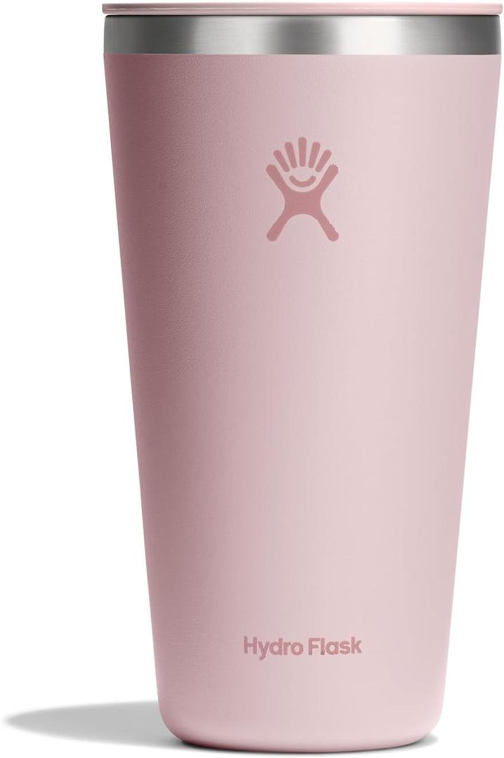 Hydro Flask All Around Tumbler Press-in Lid, Insulated Travel Mug, Stainless Steel Coffee Cup 28 Oz Tonal Trillium Pink