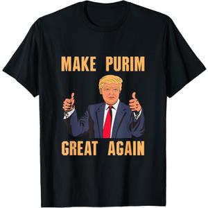 Make Purim Great Again Funny Trump Costume Hebrew Jewish T-Shirt,Small