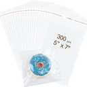 300PCS Clear Self Sealing Cellophane Bags - Cookie, Candy & Bread Bags (5x7 Inches)