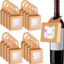 Crtiin 25 Count Kraft Paper Wine Bottle Boxes Small Hanging Gift Boxes with Window for Empty Wine Bottles, Decoration and Gifts(3.5 x 3.5 x 1.2 Inches,Kraft Color)