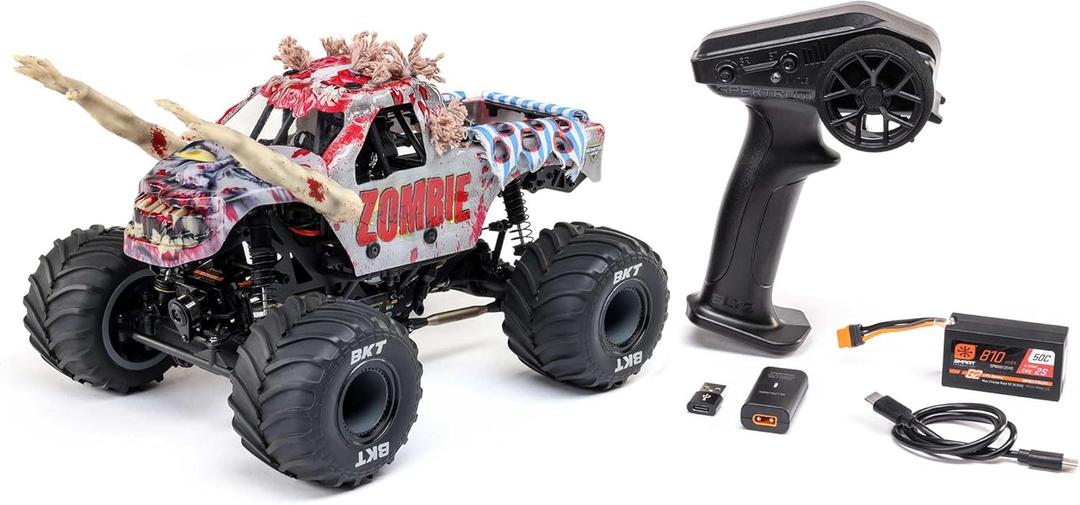 Losi 1/18 Mini LMT Zombie 2S 4X4 RTR Brushed Monster Truck Battery & Charger Included Red LOS01026T4, 10.4 x 13.5 x 10.9 inches