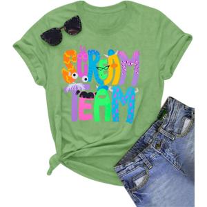 Halloween Shirt for Women Ghost Graphic T Shirts Cute Halloween Party Tee Top (Green, S)