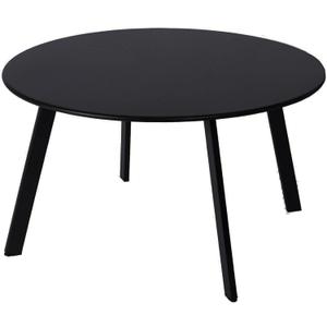 Patio Coffee Table - Metal Steel Outdoor Round Table Weather Resistant Anti-Rust Table (Black)
