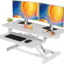 JOY worker Standing Desk Converter, 35" Wide Height Adjustable Sit Stand Up Desk Riser with Keyboard Tray, Desktop Workstation Riser for Home Office Computer Laptop, Particle Board, White