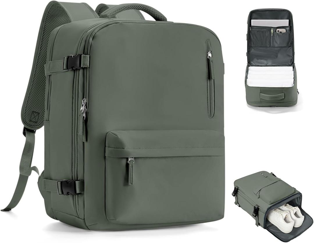 VGCUB Travel Backpack for Women Men for Spirit Airlines Personal Item Bag 18x14x8 Inches Laptop College Backpack,Waterproof Carry on Flight Approved Work Backpack,Large Army green