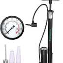 Bike Floor Pump with Gauge, Presta Schrader Valves for Road Bikes Balls