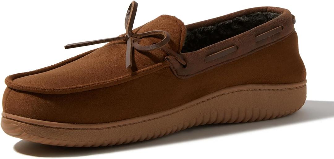 Dearfoams Men's Indoor Outdoor Breathable Pierce Moccasin Slipper (7-8)