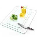 Tempered Glass Cutting Board for Kitchen,3 Pack Clear Glass Cutting Board with Rubber Feet, Scratch, Heat, Shatter Resistant and Easy to Clean(8"x12" & 10"x14" & 12"x16")